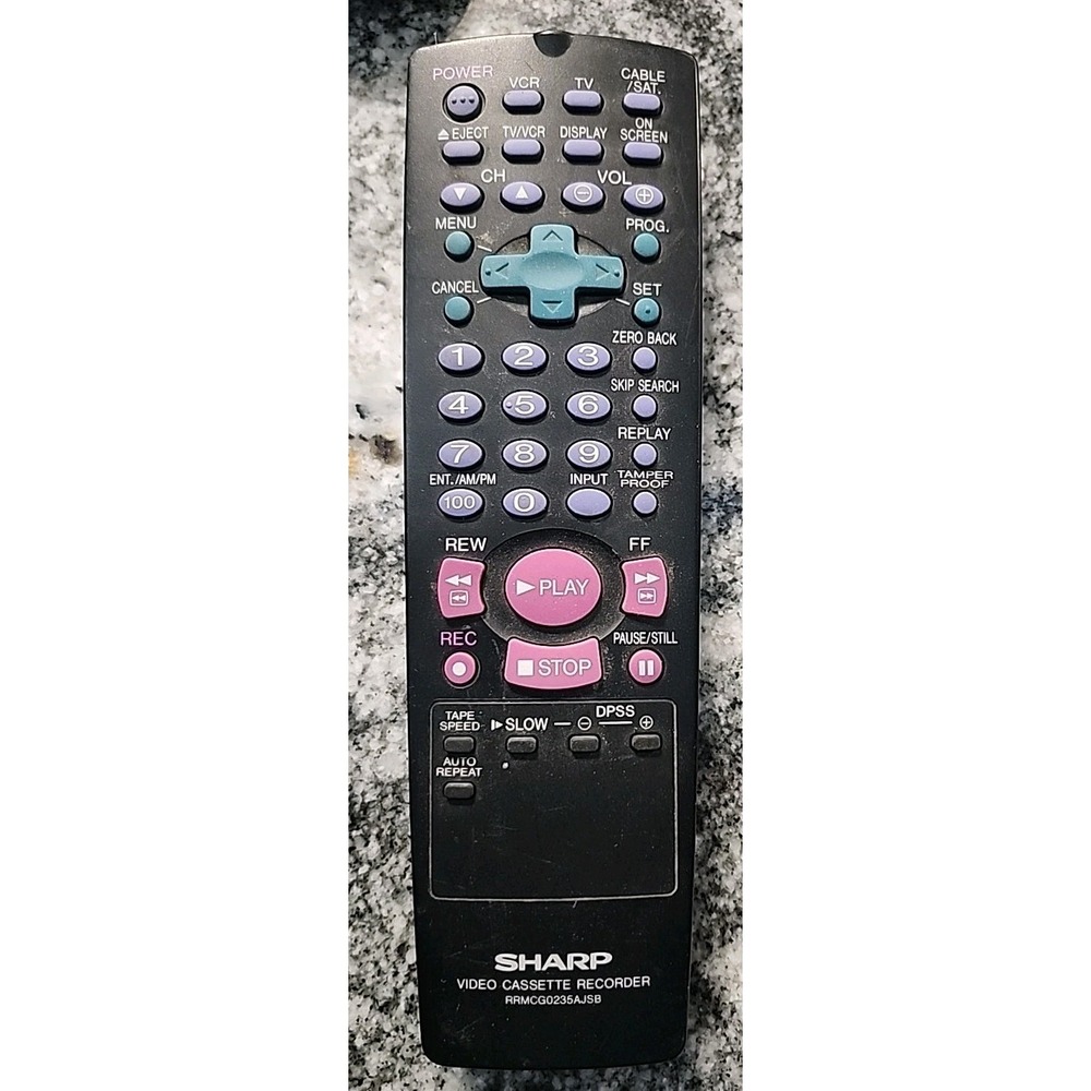 Sharp Video Cassette Recorder VCR Remote Control RRMCG1237AJSB (box2)‎